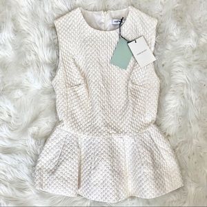 NWT AUTHENTIC PIERRE BALMAIN JACQUARD PEPLUM TOP